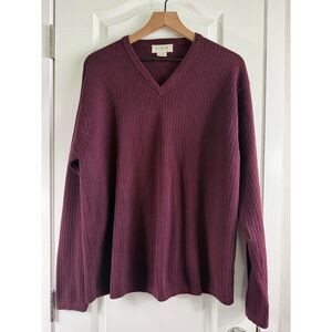 J Crew Men's 100% Cotton V-Neck Sweater Burgundy Size XL